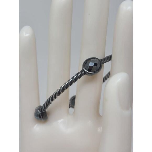 David Yurman Sterling Silver Hematite station cable classic bracelet - Picture 3 of 10